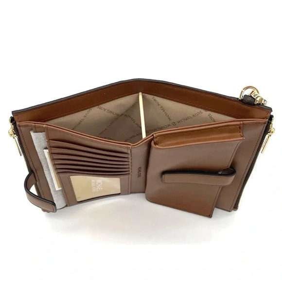 Michael Kors Large Double Zip Wallet Wristlet Brown - Picture 5 of 7